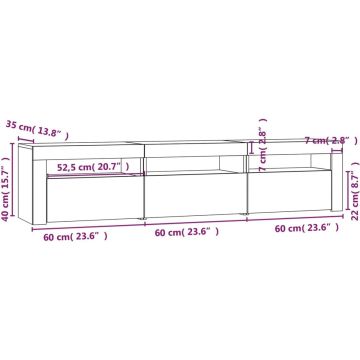 vidaXL Tv-meubel met LED-verlichting 180x35x40 cm wit