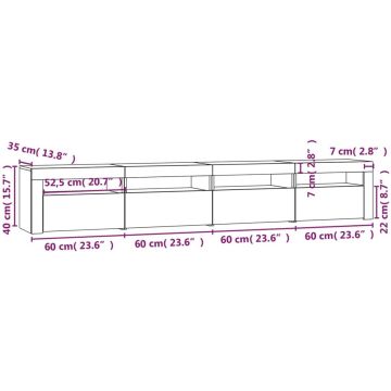 vidaXL Tv-meubel met LED-verlichting 240x35x40 cm grijs sonoma eiken