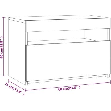 vidaXL Nachtkastje 2 st met LED-verlichting 60x35x40 cm grijs sonoma