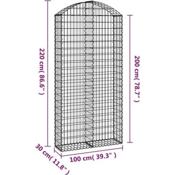 vidaXL Schanskorf gewelfd 100x30x200/220 cm gegalvaniseerd ijzer