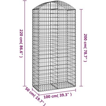 vidaXL Schanskorf gewelfd 100x50x200/220 cm gegalvaniseerd ijzer