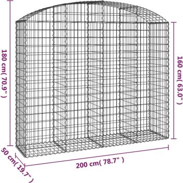 vidaXL Schanskorf gewelfd 200x50x160/180 cm gegalvaniseerd ijzer