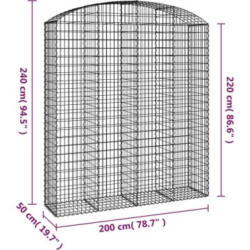 vidaXL Schanskorf gewelfd 200x50x220/240 cm gegalvaniseerd ijzer