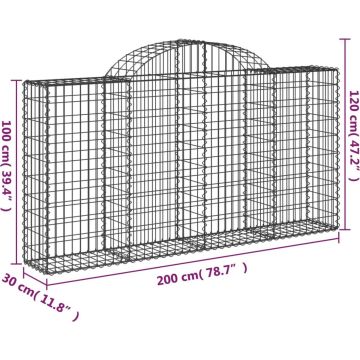 vidaXL Schanskorf gewelfd 200x30x100/120 cm gegalvaniseerd ijzer