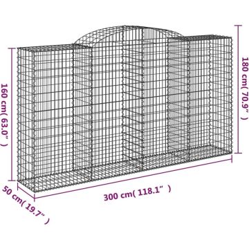 vidaXL Schanskorf gewelfd 300x50x160/180 cm gegalvaniseerd ijzer