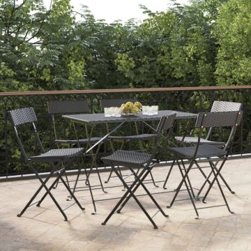 vidaXL Bistrostoelen 6 st inklapbaar poly rattan en staal zwart