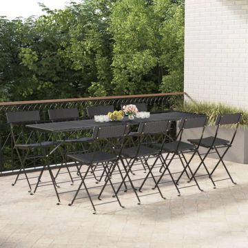 vidaXL Bistrostoelen 8 st inklapbaar poly rattan en staal zwart