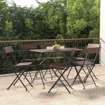 vidaXL Bistrostoelen 6 st inklapbaar poly rattan en staal bruin