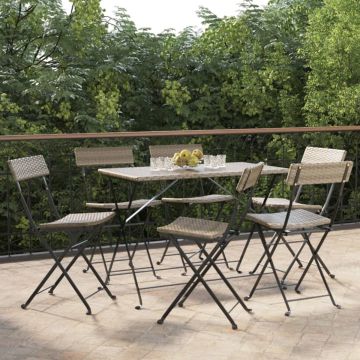 vidaXL Bistrostoelen 6 st inklapbaar poly rattan en staal grijs