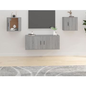 vidaXL Tv-wandmeubels 2 st 40x34,5x40 cm grijs sonoma eikenkleurig