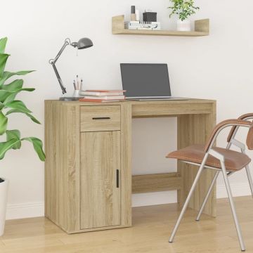 vidaXL Bureau 100x49x75 cm bewerkt hout sonoma eikenkleurig