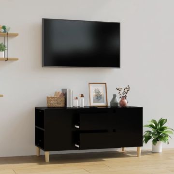 vidaXL Tv-meubel 102x44,5x50 cm bewerkt hout zwart