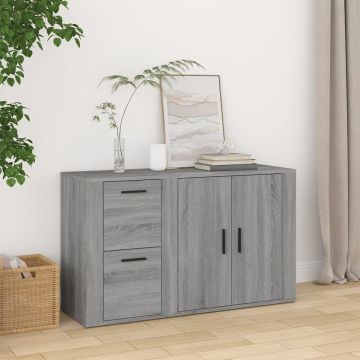 vidaXL Dressoir 100x33x59,5 cm bewerkt hout grijs sonoma eikenkleurig