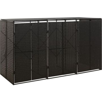 vidaXL Containerberging driedubbel 207x80x117 cm poly rattan zwart