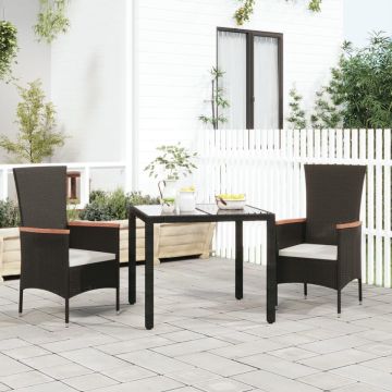 vidaXL Tuinstoelen 2 st met kussens poly rattan zwart