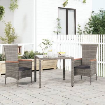 vidaXL Tuinstoelen 2 st met kussens poly rattan grijs