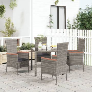 vidaXL Tuinstoelen 4 st met kussens poly rattan grijs