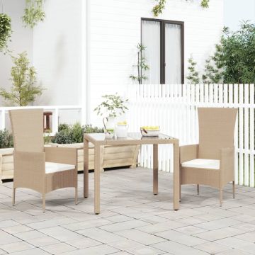 vidaXL Tuinstoelen 2 st met kussens poly rattan beige