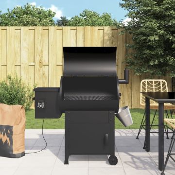 vidaXL Pelletbarbecue met schoorsteen 104 cm ijzer zwart