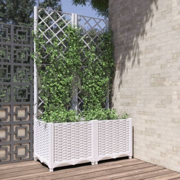 vidaXL Plantenbak met latwerk 80x40x136 cm polypropeen wit