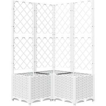 vidaXL Plantenbak met latwerk 80x80x136 cm polypropeen wit