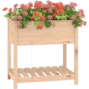 vidaXL Plantenbak met schap 82,5x54x81 cm massief grenenhout