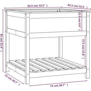 vidaXL Plantenbak met schap 82,5x82,5x81 cm grenenhout honingbruin