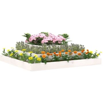 vidaXL Plantenbak 110x110x27 cm massief grenenhout wit