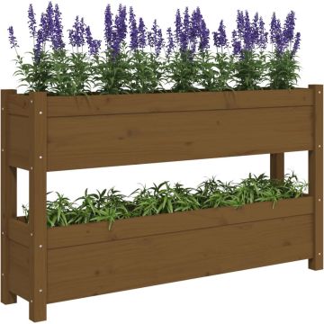 vidaXL Plantenbak 112x25x66 cm massief grenenhout honingbruin