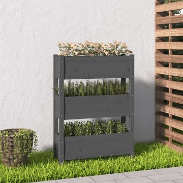 vidaXL Plantenbak 77x25x104,5 cm massief grenenhout grijs