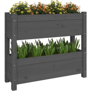 vidaXL Plantenbak 77x25x66 cm massief grenenhout grijs