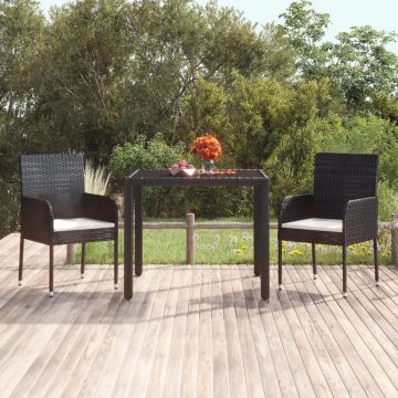 vidaXL Tuinstoelen 2 st met kussens poly rattan zwart