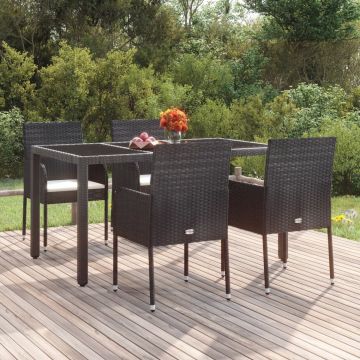 vidaXL Tuinstoelen 4 st met kussens poly rattan zwart