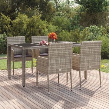 vidaXL Tuinstoelen 4 st met kussens poly rattan grijs