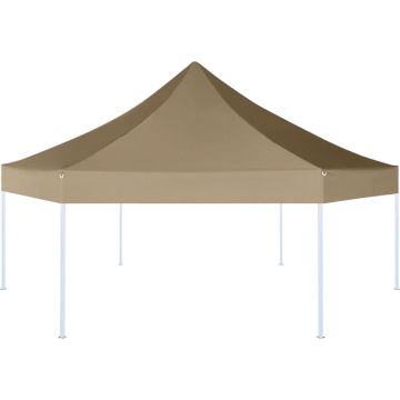 vidaXL Partytent inklapbaar zeshoekig 3,6x3,1 m taupe 220 g/m²