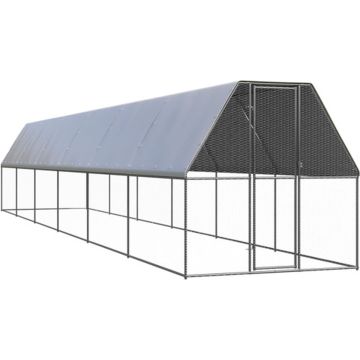 vidaXL Buitenhok voor kippen 2x12x2 m gegalvaniseerd staal