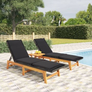 vidaXL 3-delige Loungeset poly rattan en massief acaciahout