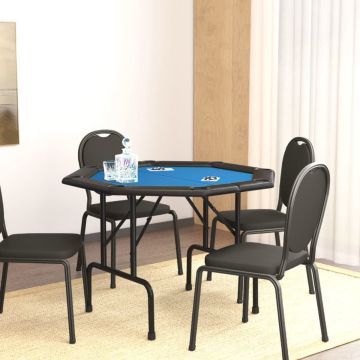 vidaXL Pokertafelblad voor 8 spelers inklapbaar 108x108x75 cm blauw