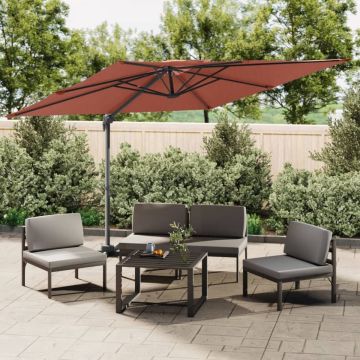 vidaXL Zweefparasol met dubbel dak 400x300 cm terracottakleurig