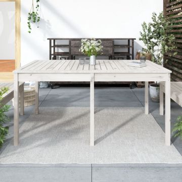 vidaXL Tuintafel 159,5x82,5x76 cm massief grenenhout wit