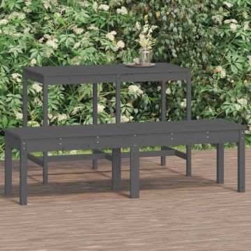 vidaXL Tuinbank 2-zits 159,5x44x45 cm massief grenenhout grijs