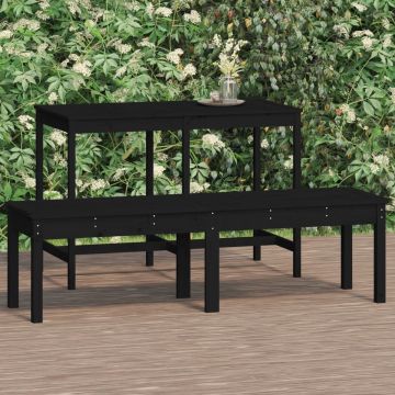 vidaXL Tuinbank 2-zits 159,5x44x45 cm massief grenenhout zwart