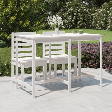 vidaXL Tuintafel 159,5x82,5x110 cm massief grenenhout wit