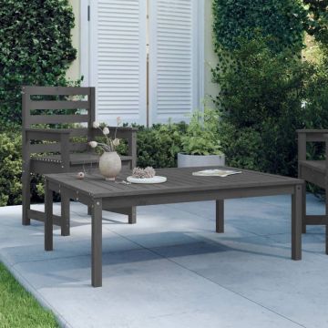 vidaXL Tuintafel 121x82,5x45 cm massief grenenhout grijs