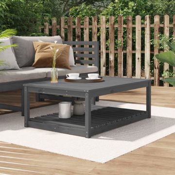 vidaXL Tuintafel 121x82,5x45 cm massief grenenhout grijs