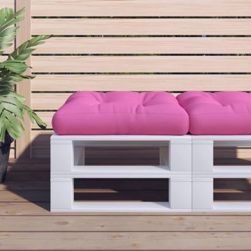 vidaXL Palletkussen 50x50x12 cm stof roze