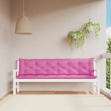 vidaXL Tuinbankkussens 2 st 200x50x7 cm stof roze