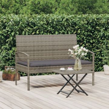 vidaXL Tuinbank met kussen 105 cm poly rattan grijs