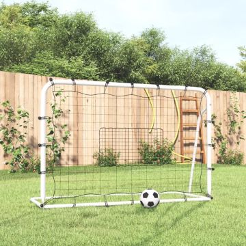 vidaXL Voetbaldoel met net 184x61x123 cm staal PE wit en zwart