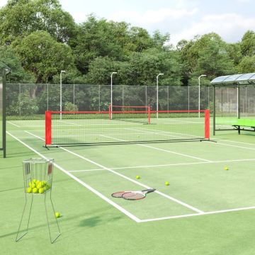 vidaXL Tennisnet 500x100x87 cm polyester zwart en rood